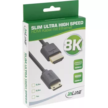 InLine Slim Ultra High Speed HDMI-Kabel AM/CM 8K4K vergoldet schwarz 0,3m