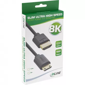 InLine schlank Ultra High Speed HDMI-Kabel AM/CM 8K4K vergoldet schwarz 1,5m
