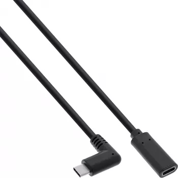 USB 3.2 Gen.1x2 Kabel InLine 35784 USB-C Stecker abgewinkelt / Buchse schwarz 1,5 m