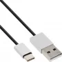 InLine USB 2.0 Kabel, USB-C Stecker / USB-A Stecker, schwarz/alu, flexibel, 1m