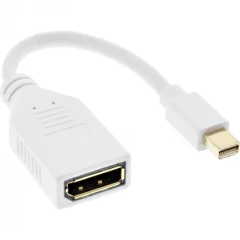 InLine Mini DisplayPort Stecker auf DisplayPort Buchse Kabel, 4K2K, weiß, 0,15 m
