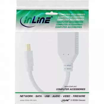 InLine Mini DisplayPort Stecker auf DisplayPort Buchse Kabel, 4K2K, weiß, 0,15 m