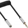 InLine schlank Audio Spiralkabel 3,5 mm Stecker / Buchse, 4-polig, Stereo, 0,5 m