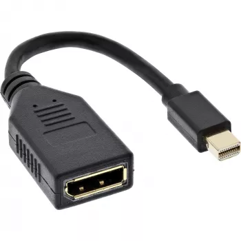 InLine Adapterkabel Mini DP Stecker auf DisplayPort Buchse, 4K2K, schwarz, 0,15m
