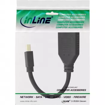 InLine Adapterkabel Mini DP Stecker auf DisplayPort Buchse, 4K2K, schwarz, 0,15m