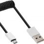 InLine Micro-USB 2.0 Spiralkabel, Typ A/Micro-B M/M, schwarz/Alu, flexibel 3 m