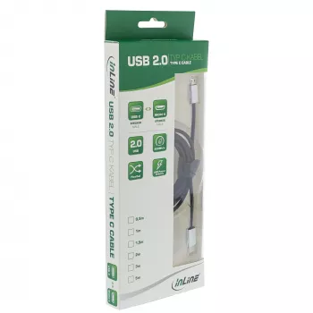 InLine USB 2.0 Kabel, USB-C Stecker / Micro-B Stecker, schwarz/alu, flexibel, 1,5 m