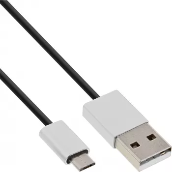 InLine Micro-USB 2.0 Kabel, USB Typ A / Micro B M/M, schwarz/alu, flexibel, 1m