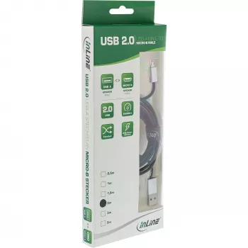 InLine Micro-USB 2.0 Kabel, USB Typ A / Micro B M/M, schwarz/alu, flexibel, 3 m