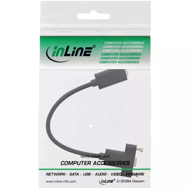 InLine USB 3.2 C weiblich / weiblich mit Flanschkabel, schwarz, 0,20 m