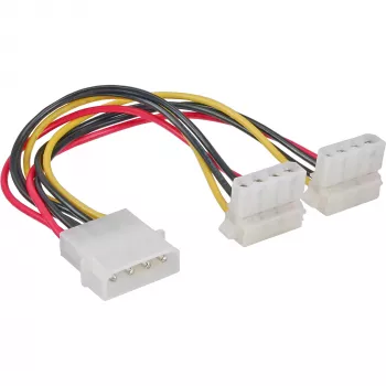 InLine Internes Strom-Y-Kabel 1x 4pol Molex / 2x 4pol Molex abgewinkelt 0,15 m