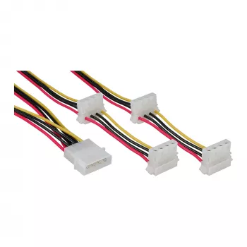 Internes Stromkabel InLine 29654A 1x 4pin Molex / 4x 4pin Molex 1m