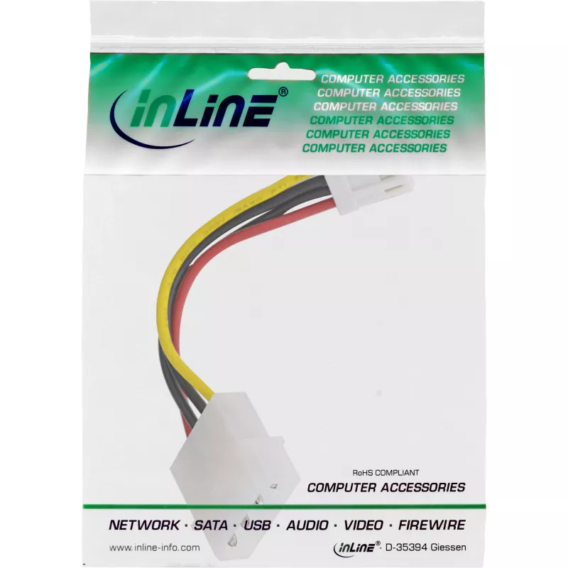InLine Power Adapter intern 5,25 Zoll 4-Pin Molex Buchse / 3,5 Zoll Floppy Stecker 0,06 m