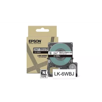 Etikettendruckerband Epson LK-6WBJ Schwarz Weiß Thermotransfer 2,4 cm