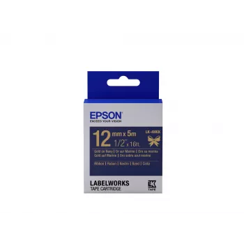 Epson Etikettenkassette Satinband LK-4HKK Gold/Marineblau 12mm (5m)