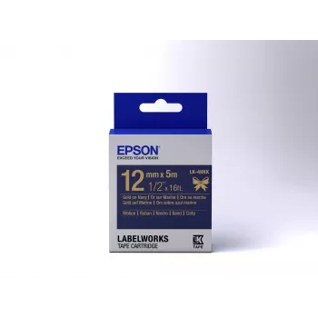 Epson Etikettenkassette Satinband LK-4HKK Gold/Marineblau 12mm (5m)