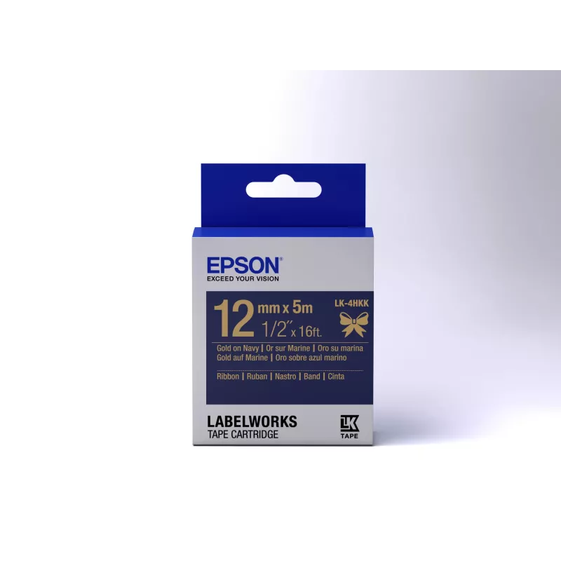 Epson Etikettenkassette Satinband LK-4HKK Gold/Marineblau 12mm (5m)