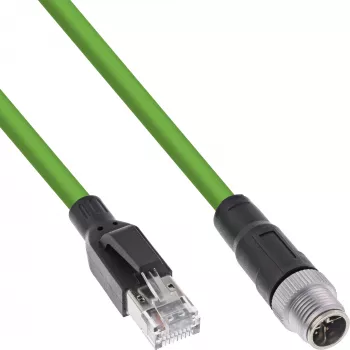 InLine Industrie-Netzwerkkabel, M12 8-polig X-kodiert auf RJ45-Stecker, Cat.6A PUR 2 m
