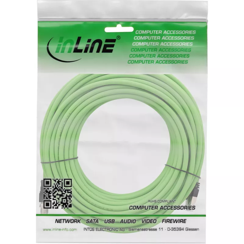 InLine Industrie-Netzwerkkabel, M12 8-Pin X-kodiert auf RJ45-Stecker, Cat.6A PUR 7m