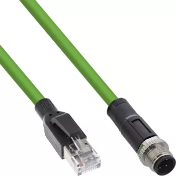 InLine Industrie-Netzwerkkabel, M12 4-polig D-codiert Stecker auf RJ45, PUR 5 m