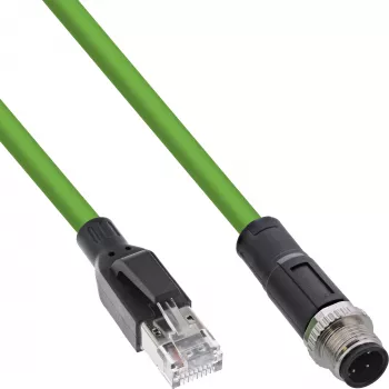 InLine Industrie-Netzwerkkabel, M12 4-polig D-codiert Stecker auf RJ45, PUR 15m