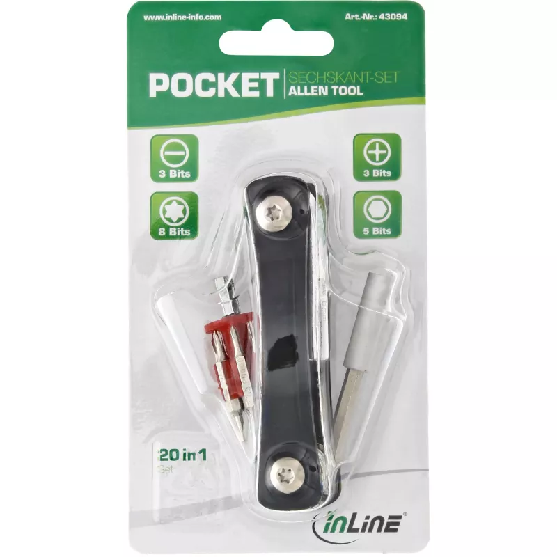 InLine Pocket Allen-Schraubendreher-Set mit Bithalter 20in1