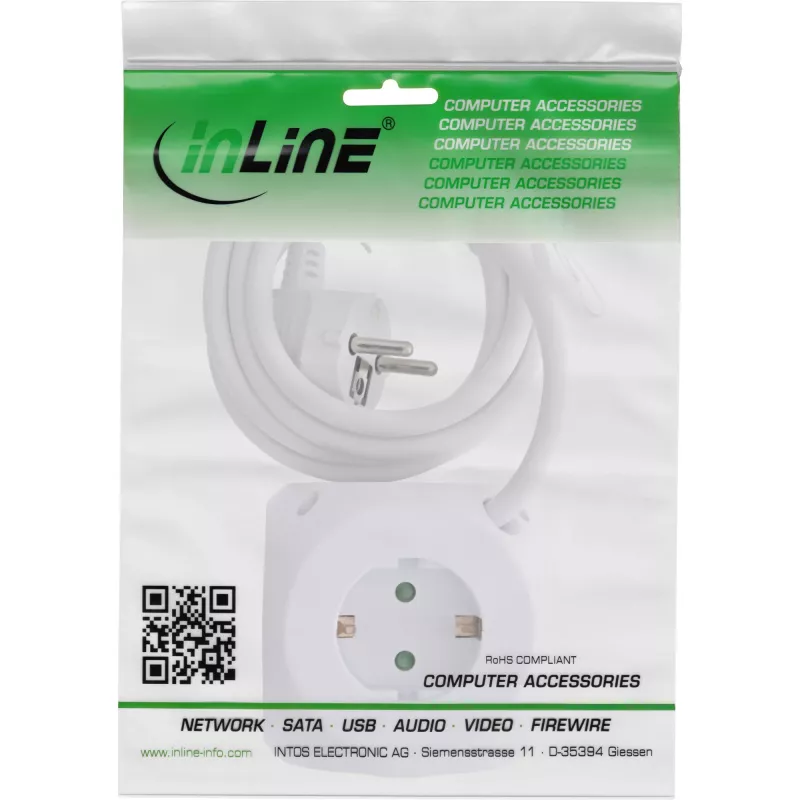InLine Charging Cube InLine 16499A 3x Schutzkontakt 2x USB-C 2x USB-A weiß 2 m