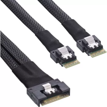 InLine schlank SAS-Kabel, SFF-8654 8i auf 2x SFF-8654 4i, 1 m