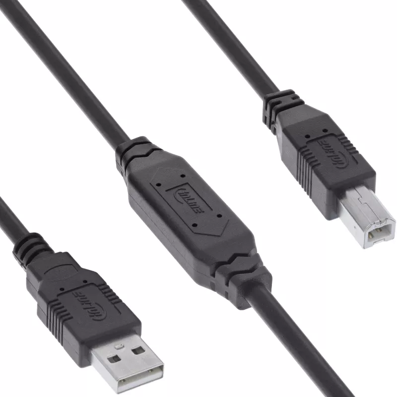 InLine USB 2.0 aktives Kabel, USB-A Stecker auf USB-B Stecker, 7,5m