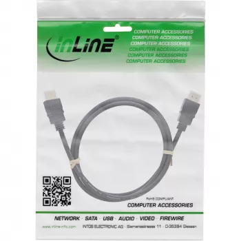 InLine HDMI-Kabel, HDMI High Speed mit Ethernet, Stecker / Stecker, schwarz, 10 m