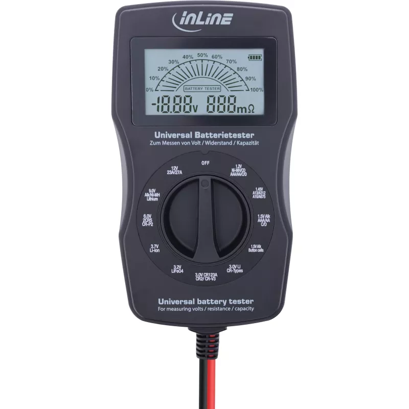 InLine Multifunktions-Batterietester, Messgerät mit LCD-Anzeige