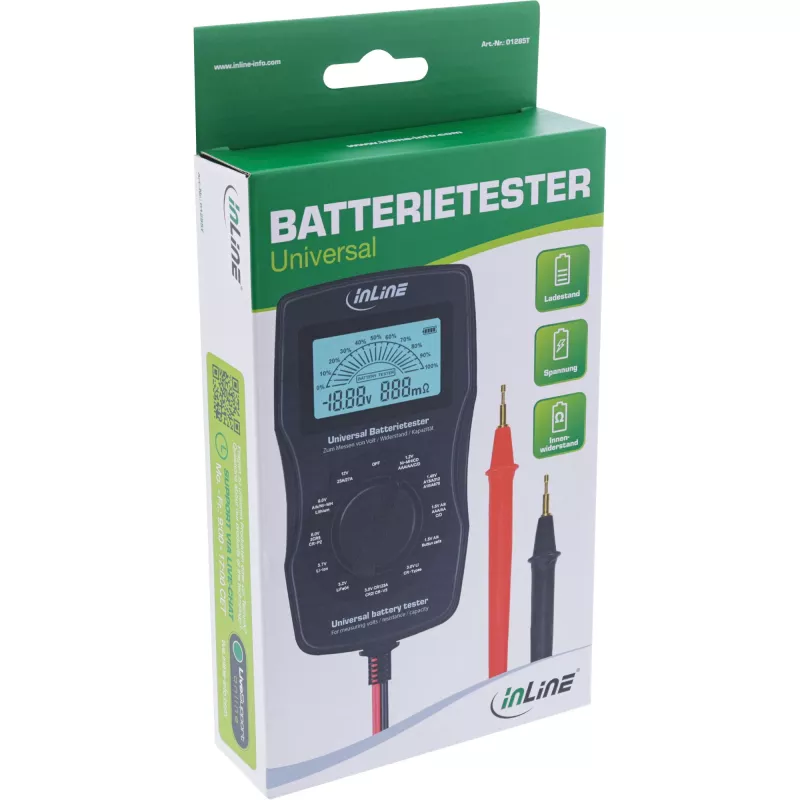 InLine Multifunktions-Batterietester, Messgerät mit LCD-Anzeige