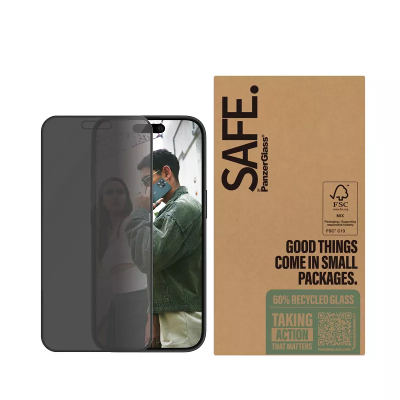 PanzerGlass SAFE. by ® Sichtschutz-Displayschutz iPhone 16 | 15 | Ultra-Wide Fit | BULK