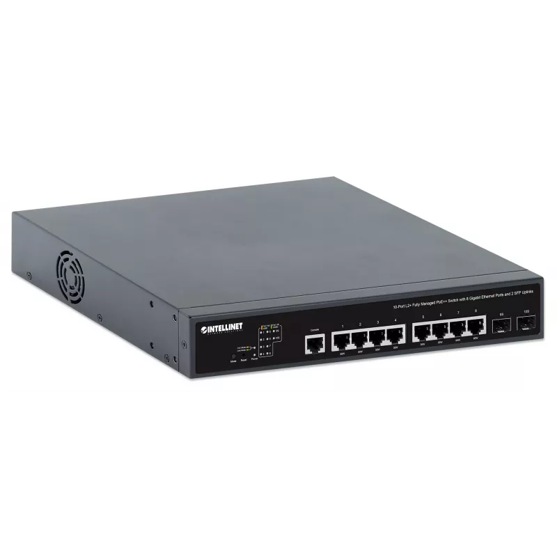 Intellinet 10-Port L2+ Fully Managed PoE++ Switch mit 8 Gigabit Ethernet Ports und 2 SFP Uplinks