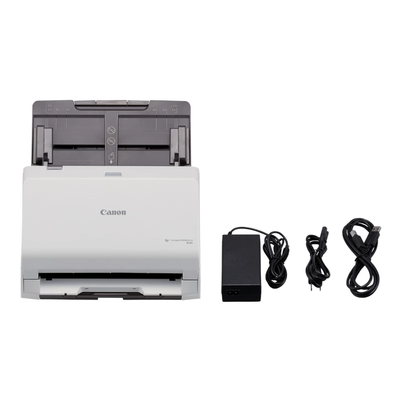 Canon imageFORMULA R30 Treiberloser Desktop-Dokumentenscanner, 216 x 356 mm, 600 x 600 DPI, ADF + Einzelblatteinzug, Weiß, CIS, RGB LED
