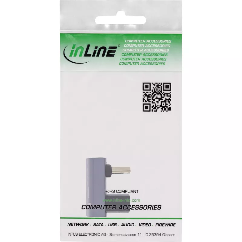 InLine USB4-Adapter, USB-C Stecker/Buchse 180°, Aluminium, grau