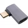 InLine USB4 Adapter, USB-C Stecker/Buchse rechts/links abgewinkelt, Aluminium, grau
