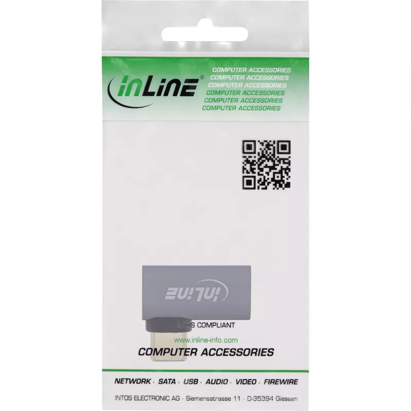 InLine USB4 Adapter, USB-C Stecker/Buchse rechts/links abgewinkelt, Aluminium, grau