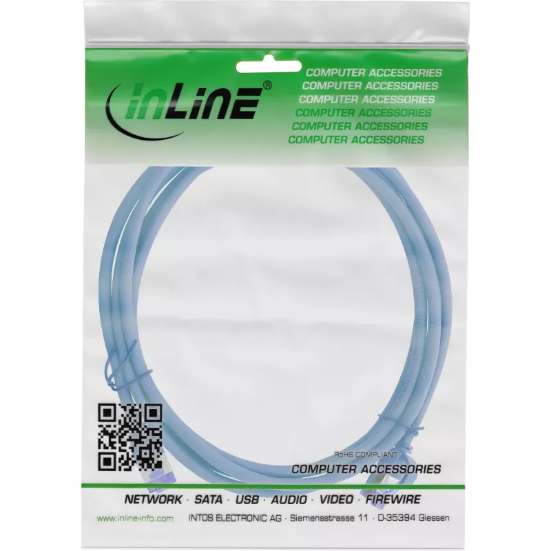 Patchkabel InLine Cat.6A S/FTP Slim TPE (LSZH) PoE, blau, 2 m