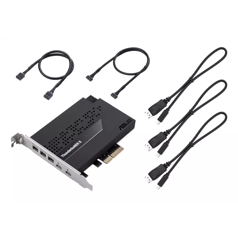 Schnittstellenkarte ASUS ThunderboltEX 5 — PCIe 4.0, Intel JHL9580, Mini DisplayPort, USB 2.0, 120 Gbit/s