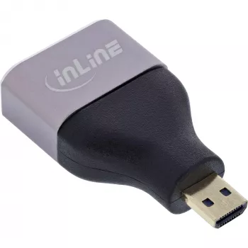 InLine 17991B HDMI A auf Micro HDMI D Kabeladapter Schwarz Grau