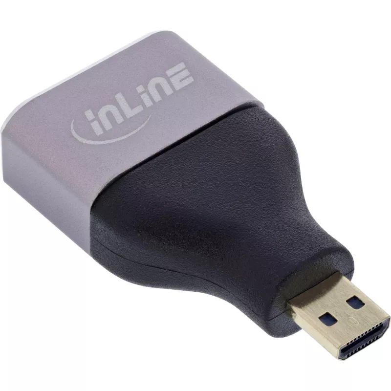 InLine 17991B HDMI A auf Micro HDMI D Kabeladapter Schwarz Grau