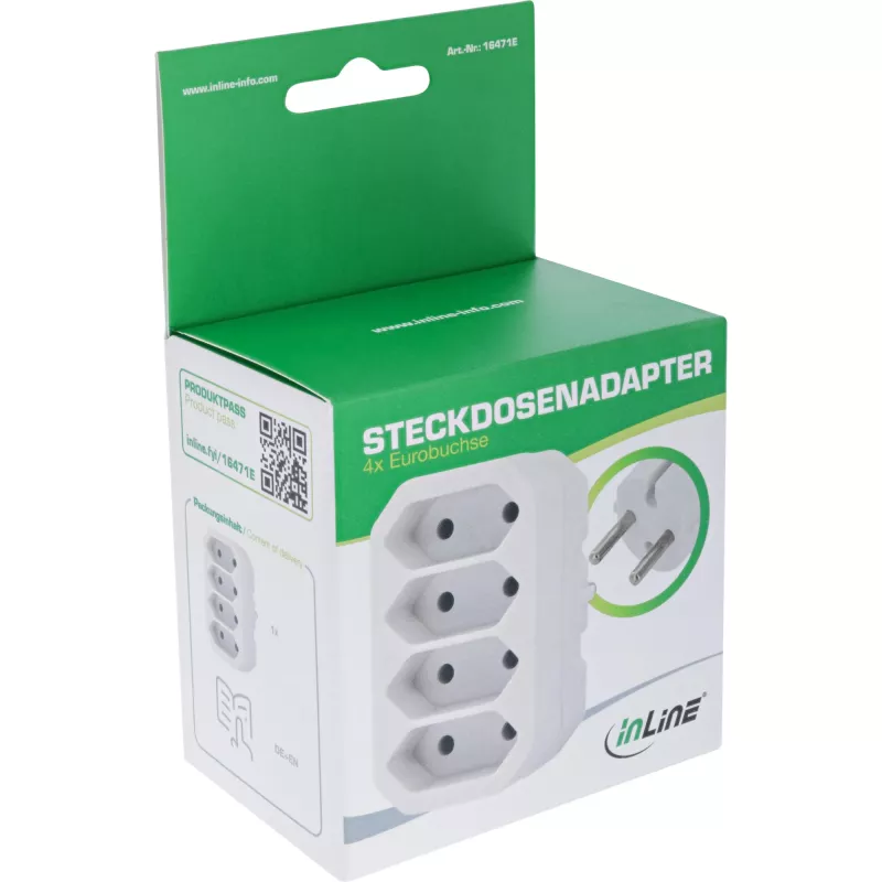 Netzstecker-Adapter Typ F Typ C InLine 16471E Weiß