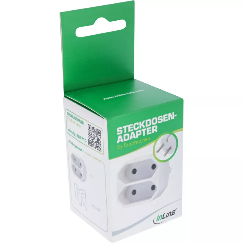 Netzstecker-Adapter Typ F Typ C Eurostecker Weiß InLine 16471D