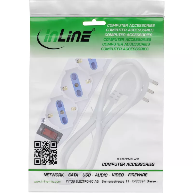InLine 16431Z Stromverlängerung 1,5 m 3 AC-Ausgang/-Ausgänge Innenbereich Weiß
