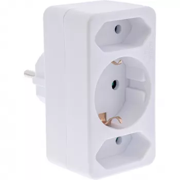 Netzstecker-Adapter Typ F InLine 16471B 2x Typ C + Typ F Weiß