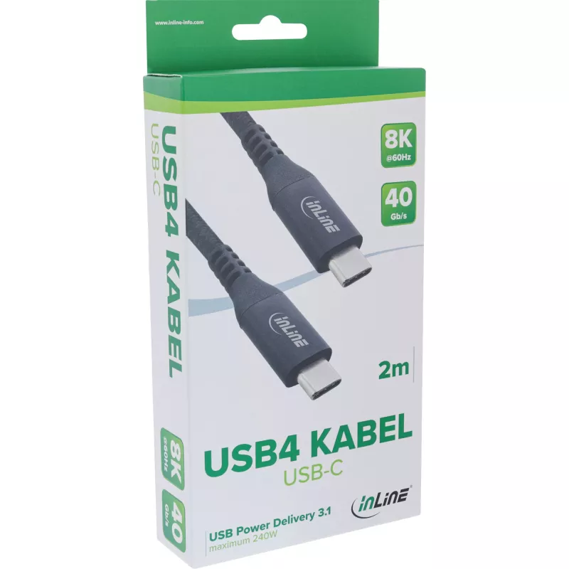InLine 35902A USB-Kabel USB4 Gen 3x2 2 m USB C Schwarz
