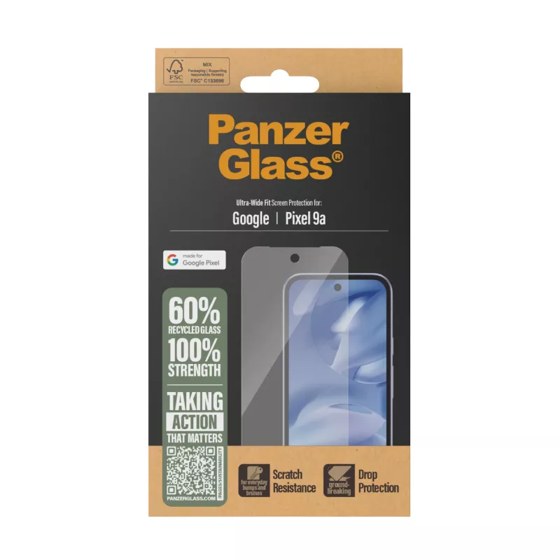 Bildschirmschutz PanzerGlass Google Pixel 9a Ultra-Wide Fit kratzfest stoßfest