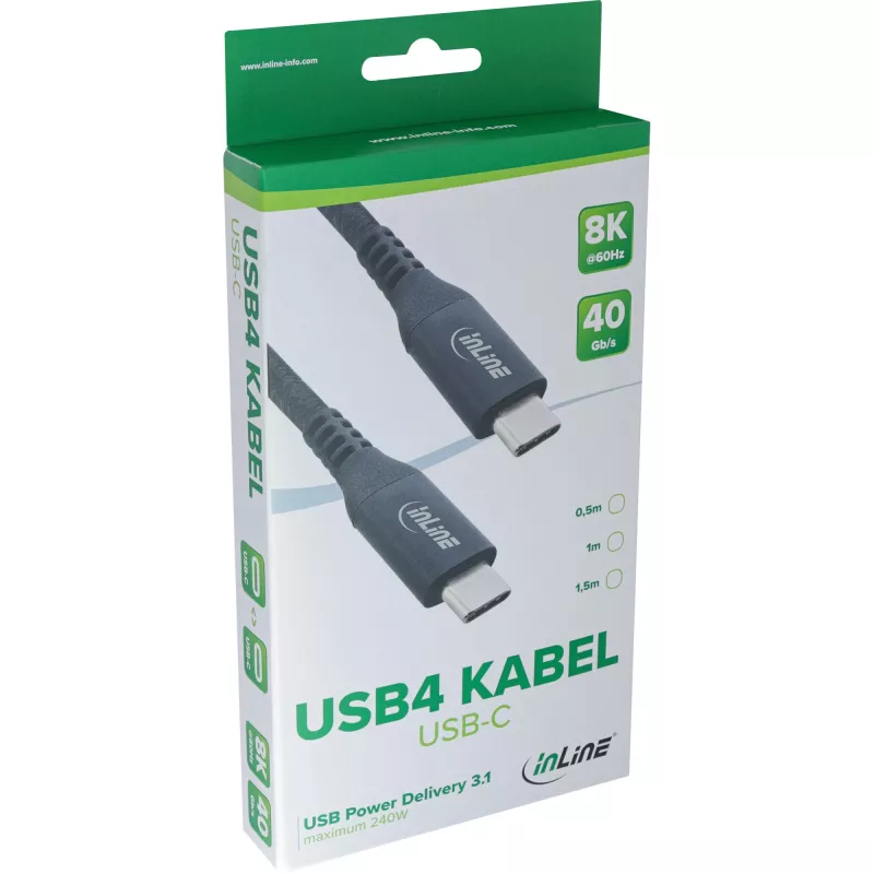 InLine 35904A USB-Kabel USB4 Gen 3x2 1,5 m USB-C Schwarz