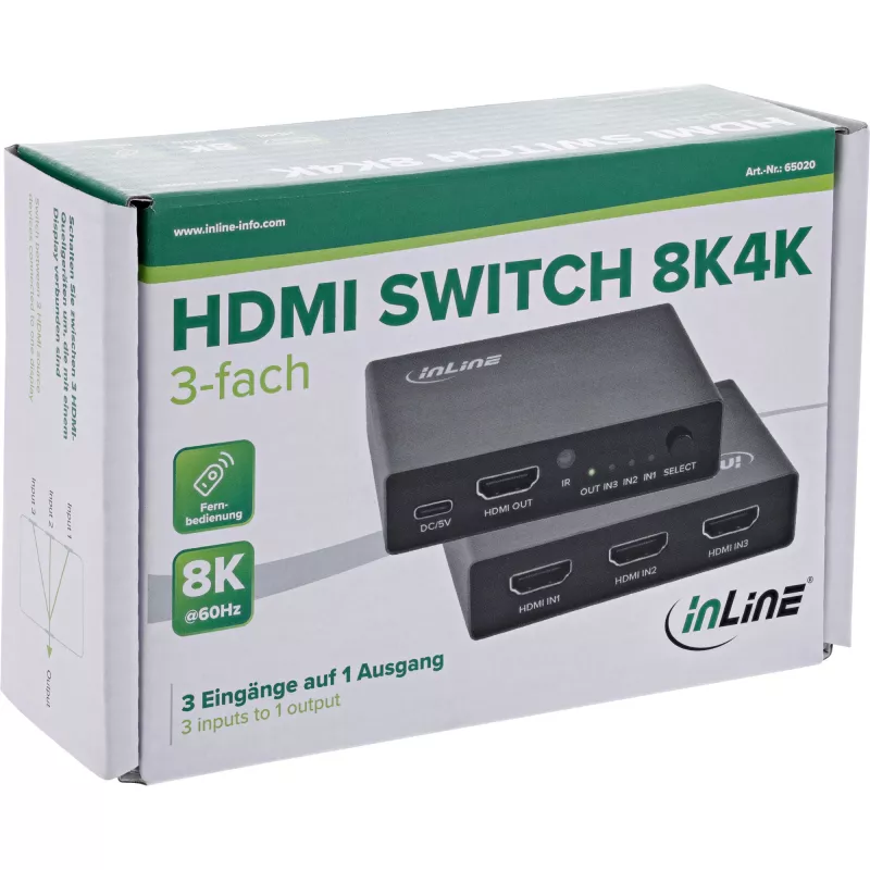 HDMI Switch InLine 65020 3-Port 8K 60Hz HDCP 2.3